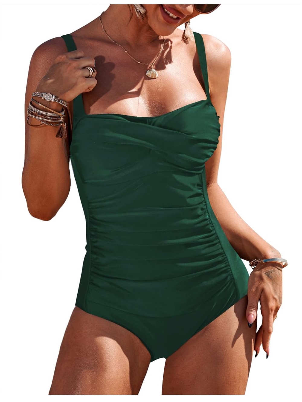 Classic Emerald Green One-Piece Swimsuit - Women's Swim